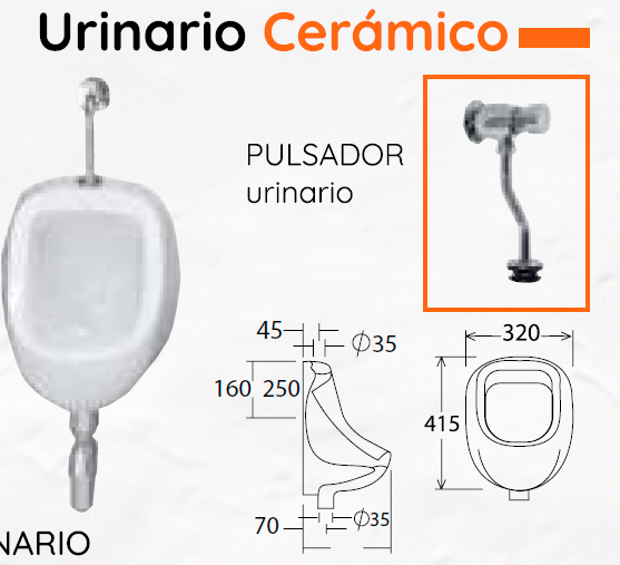 Urinario Cerámico + Pulsador